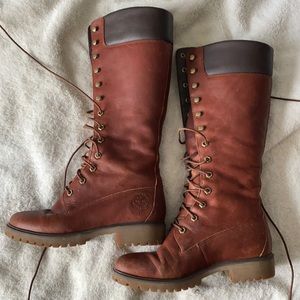 Timberland tall lace up boots size 7.5 w